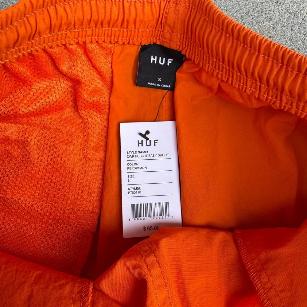 HUF Orange Shorts‎ Mens Size S Elastic Waist Drawstring Pockets